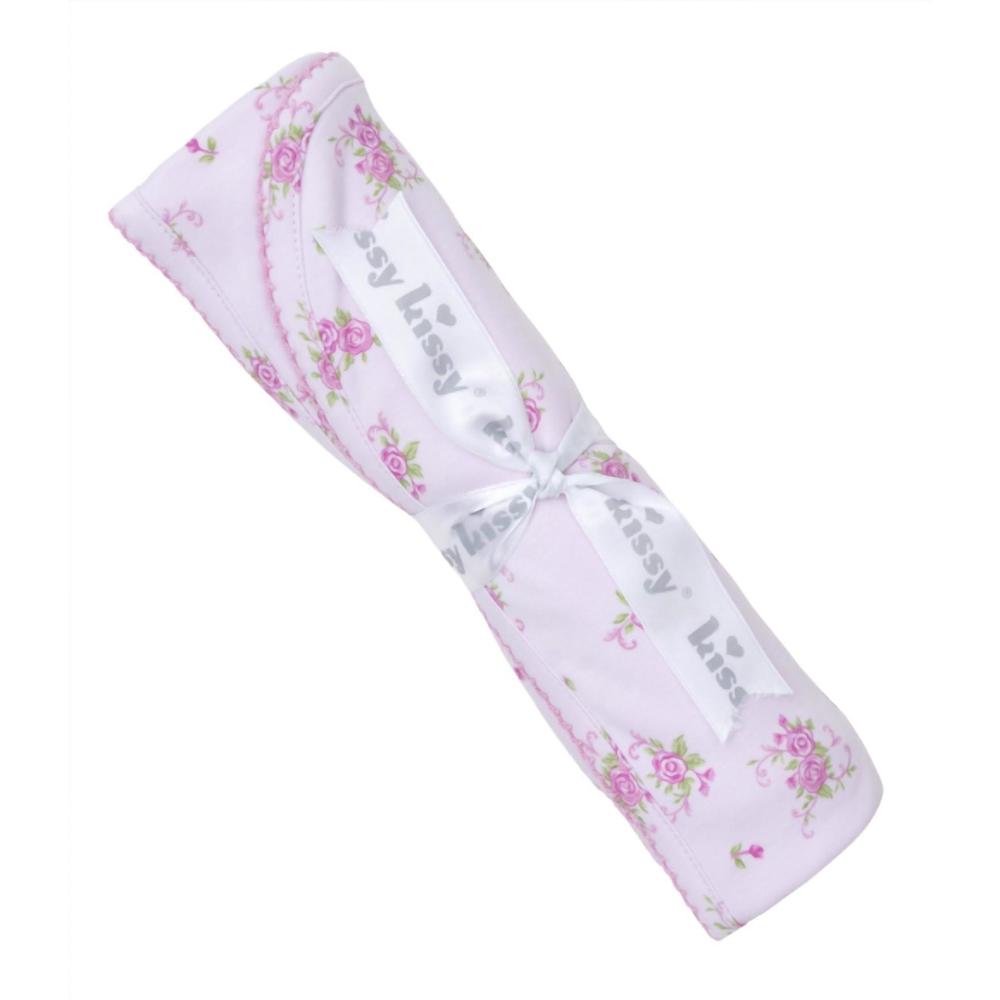 NEW KISSY KISSY pima cotton rose scrolls baby blanket in pink